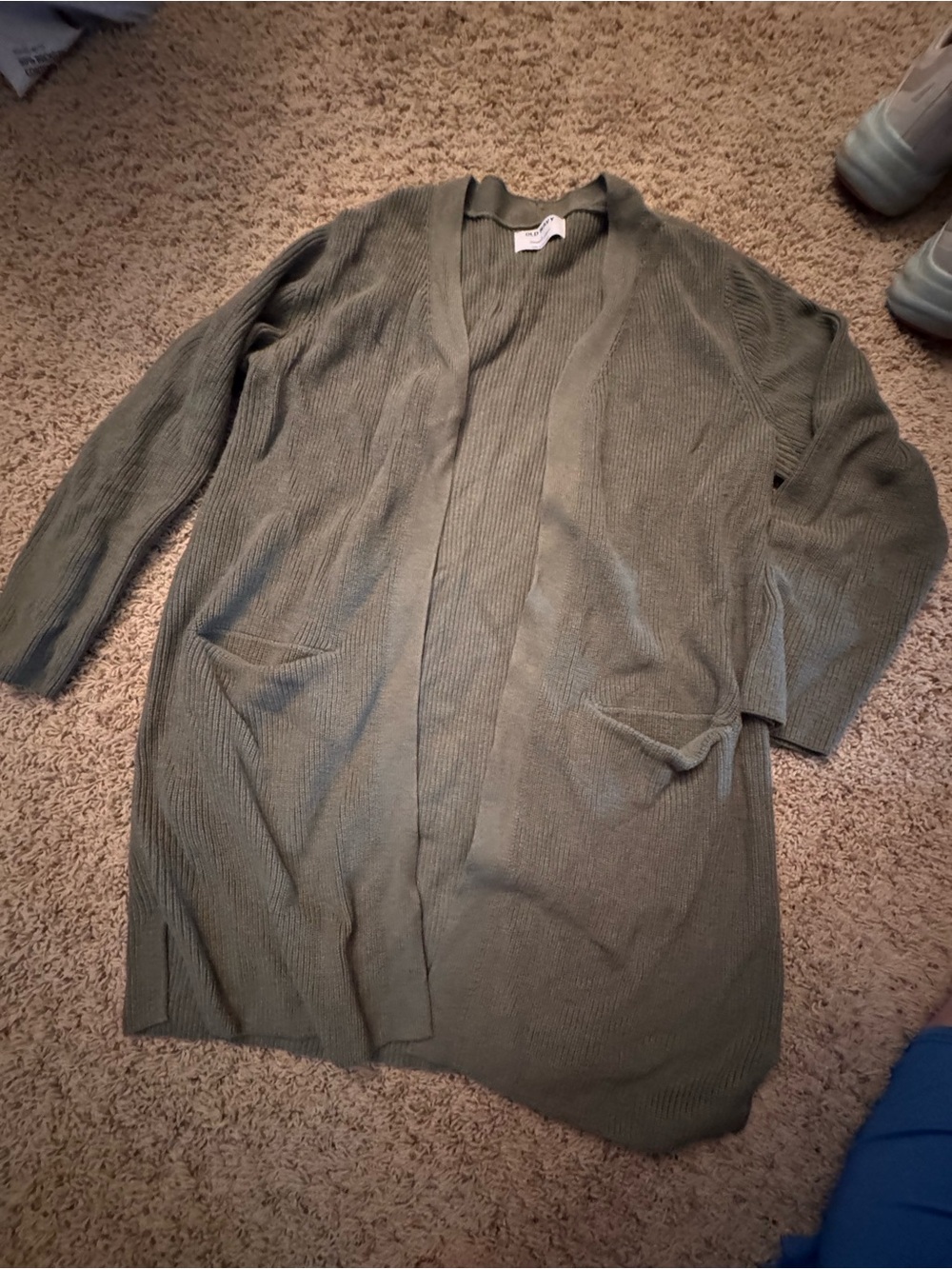 Old Navy Olive Green Ribbed Open Cardigan